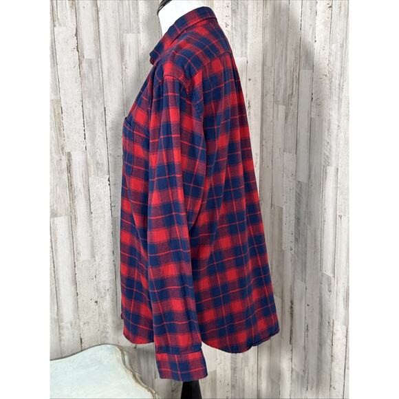 Old Navy Men’s Red And Navy Plaid Flannel Size XL - Picture 3 of 11